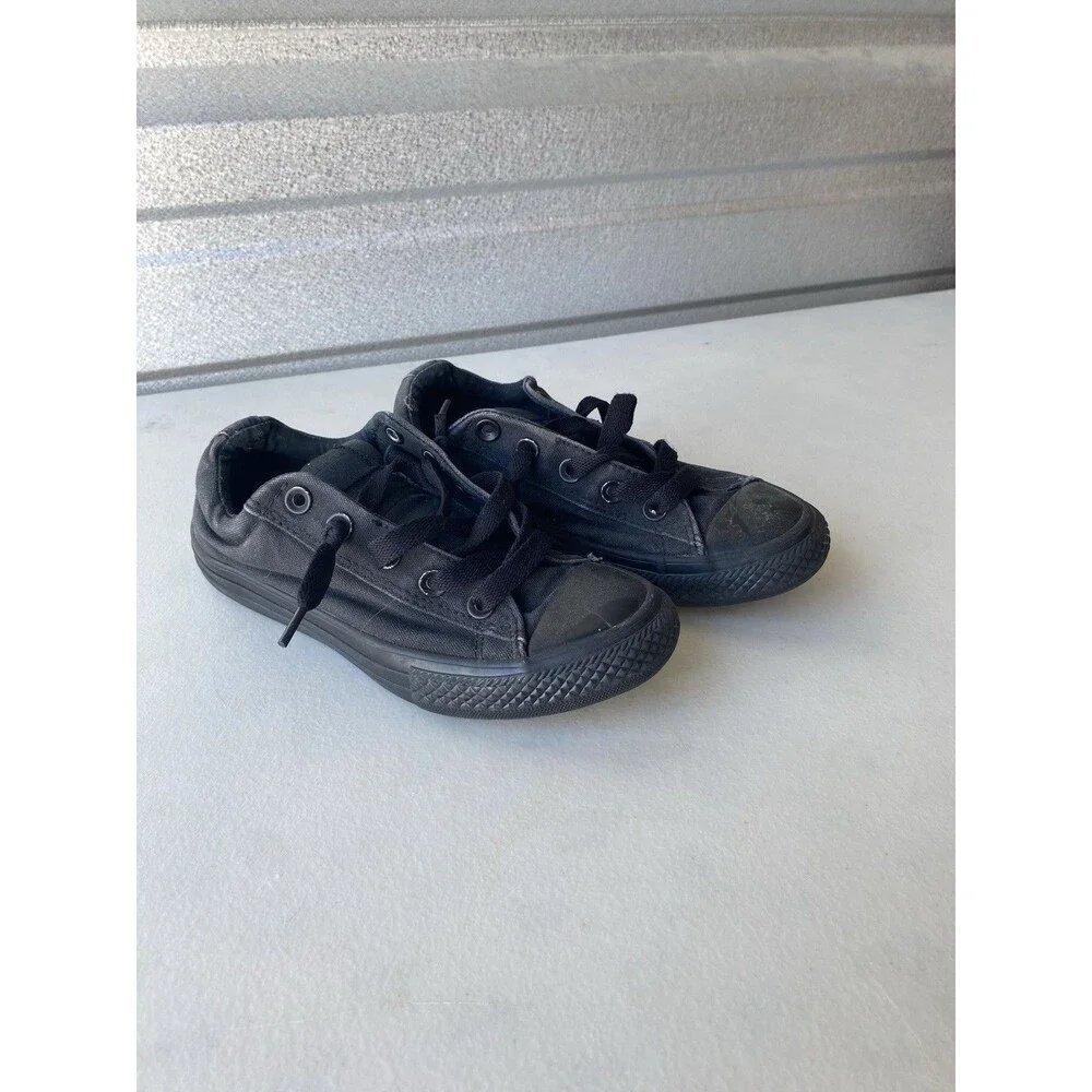 Converse Chuck Taylor All Star Street Ox Black Mono Slip On Shoes Junior Size 2